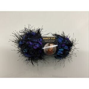 Lion Brand Fancy Fur Yarn - Stain Glass Black 254 - Dye Lot 1157
